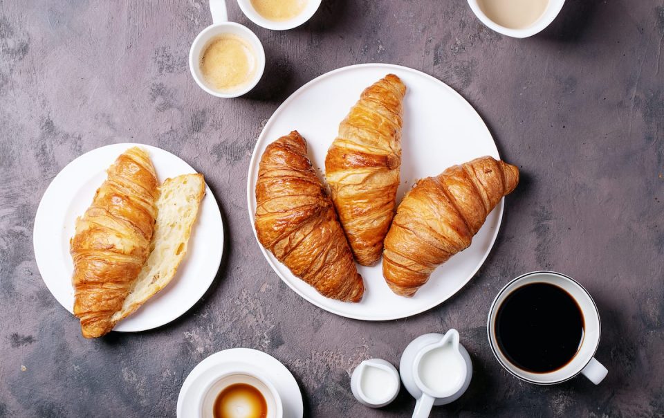 Fresh Coffee with Croissant